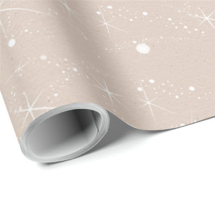 Papier Cadeau Kraft Hiver Blanc Noël Élégant