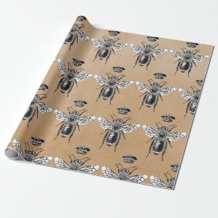 Papier Cadeau Kraft moderne Vintage Queen Bee Crown