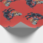 Papier Cadeau krampus de Noël antique rouge (Coin)