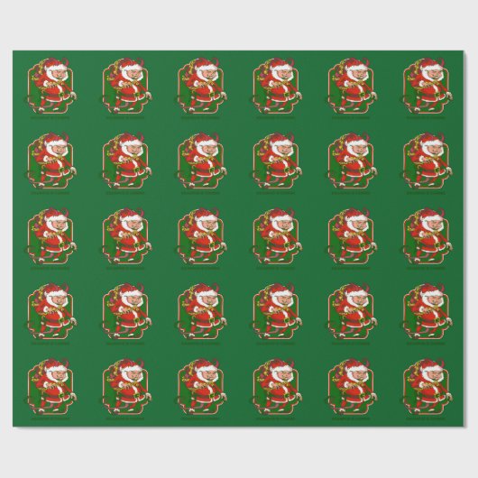 Papier Cadeau krampus de noël laid arrive drôle (Plat)