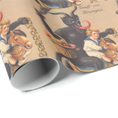 Papier Cadeau Krampus Équitation Hobbyhorse Avec Garçon (Coin rond)