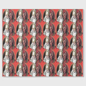 Papier Cadeau Krampus Saint Nicolas rouge (Plat)