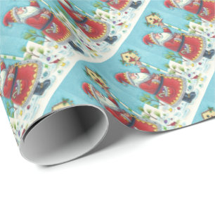 PAPIER CADEAU KRIS KRINGLE & CARDINAL BIRDHOUSE WRAPPER PAPIER