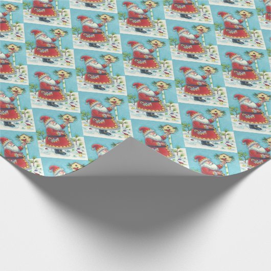 PAPIER CADEAU KRIS KRINGLE & CARDINAL BIRDHOUSE WRAPPER PAPIER (Coin)