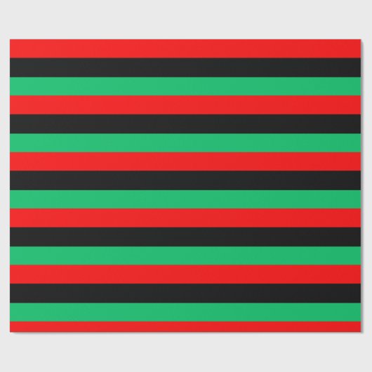 Papier Cadeau Kwanzaa Rouge Noir Vert rayures (Plat)