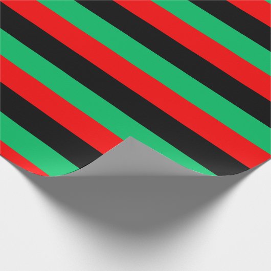 Papier Cadeau Kwanzaa Rouge Noir Vert rayures (Coin)