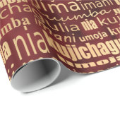 Papier Cadeau Kwanzaa Sept Principes (Rouge/Or) (Coin rond)