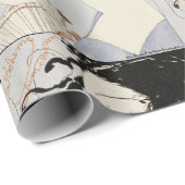 PAPIER CADEAU LA BOHEME, DAME AVEC BOUTEILLE DE PARFUME ART DÉCO (Coin rond)