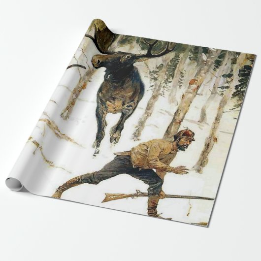 Papier Cadeau La chasse à l'orignal par Frederic Remington (Déroulé)