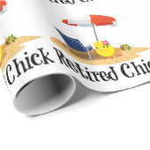 Papier Cadeau La Chick à la retraite sur la plage (Coin rond)