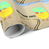 Papier Cadeau La Chick retraitée à la plage (Coin rond)