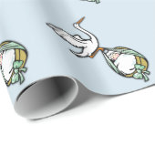 Papier Cadeau La cigogne porte un bébé garçon (Coin rond)