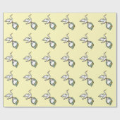 Papier Cadeau La cigogne porte un bébé jaune (Plat)