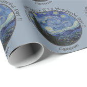 Papier Cadeau La collection d'objets de la soirée étoilée de van (Coin rond)