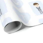 Papier Cadeau La Communion de Brunette Boy (Coin rond)