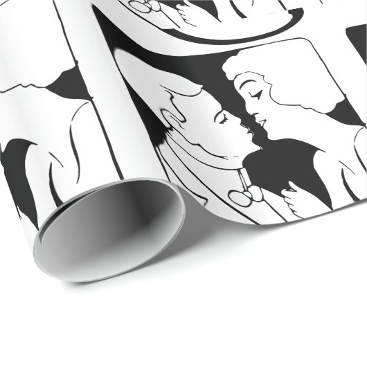 Papier Cadeau La conception noire et blanche d'art déco de (Coin rond)