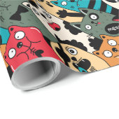 Papier Cadeau La Crowd of cats (Coin rond)
