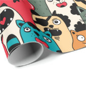 Papier Cadeau La Crowd of cats (Coin rond)