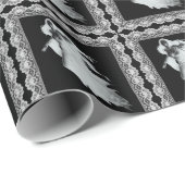 Papier Cadeau La Dame En Fantôme Blanc Halloween (Coin rond)