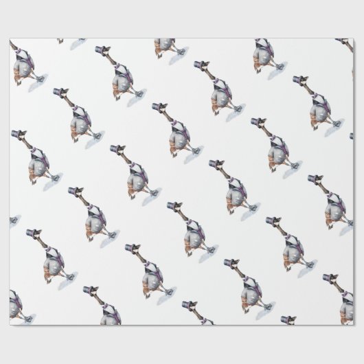 Papier Cadeau La douce oie victorienne dans un chapeau supérieur (Plat)