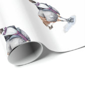 Papier Cadeau La douce oie victorienne dans un chapeau supérieur (Coin rond)