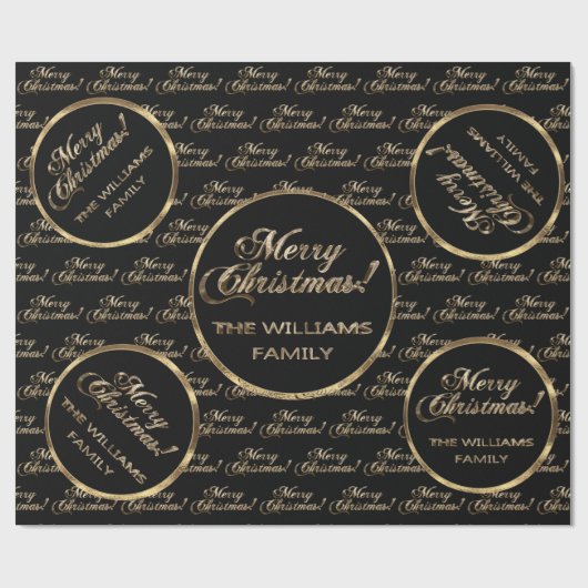 Papier Cadeau La famille Williams Faux Gold Noir Noël (Plat)