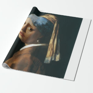 Papier Cadeau La fille avec une boucle d'oreille de perle