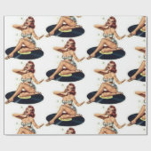 Papier Cadeau La fille qui pince sur le disque (Plat)