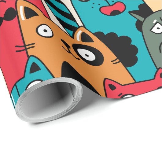 Papier Cadeau La foule des chats (Coin rond)