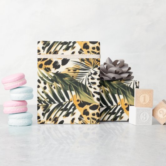 Papier Cadeau La fourrure des animaux Safari imprimés Boho exoti (Baby Shower)