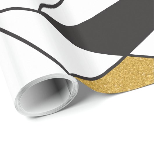 Papier Cadeau La géométrie d'art moderne - noire et blanc avec (Coin rond)