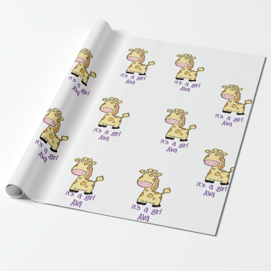 Papier Cadeau La Girafe en papier d'enveloppement de la faune C' (Déroulé)