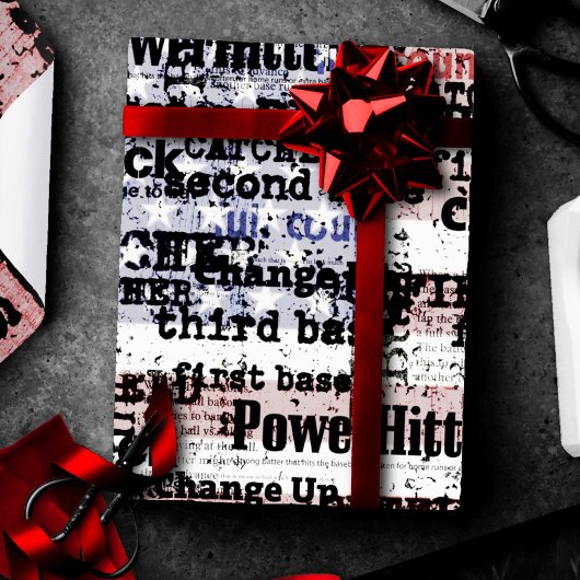 Papier Cadeau La gloire du baseball | Mots du drapeau américain 