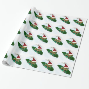 Papier Cadeau La grenouille qui descend à travers la neige sur u