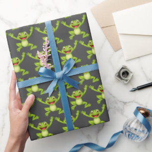 Papier Cadeau La Grenouille Verte Dansante Sur Grey