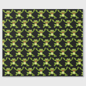 Papier Cadeau La Grenouille Verte Danse Sur Noir (Plat)
