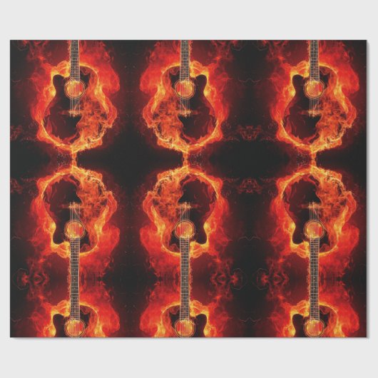 Papier Cadeau La guitare brûlante, orange flambe le groupe de (Plat)