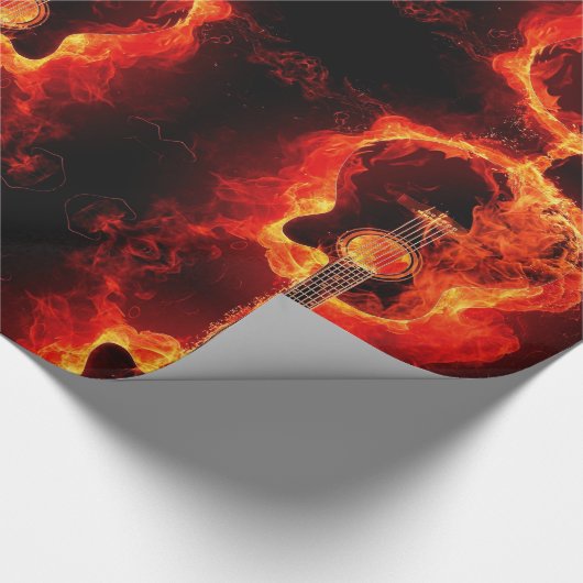 Papier Cadeau La guitare brûlante, orange flambe le groupe de (Coin)