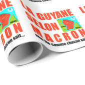 Papier Cadeau La Guyane selon Macron est une île (Coin rond)