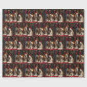 Papier Cadeau La hache afghane près de la cheminée Noël (Plat)