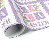 Papier Cadeau La La Easter Bunny Pastel Wrapping Paper (Coin rond)