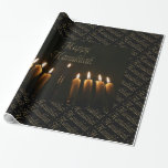 Papier Cadeau La lampe heureuse Menorah de Hanoukka allume la<br><div class="desc">La lampe heureuse Menorah de Hanoukka allume le festival de Chanukah de bougies du papier d'emballage cadeau de lumières</div>