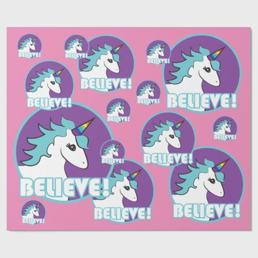 Papier Cadeau La licorne "CROIENT ! " (Plat)