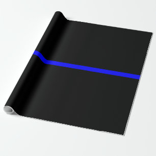 Papier Cadeau La Ligne Bleue Mince Symbolique Noir Horizontal