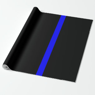 Papier Cadeau La Ligne Bleue Mince Symbolique sur Noir