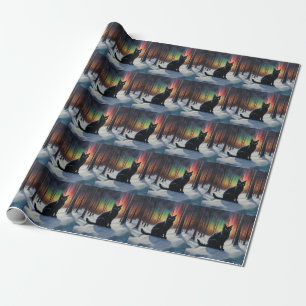Papier Cadeau La magie de la Lune : un chat noir dans la forêt d