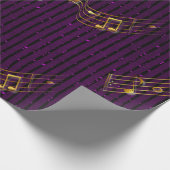Papier Cadeau La musique d'or note les rayures pourpres GiftWrap (Coin)