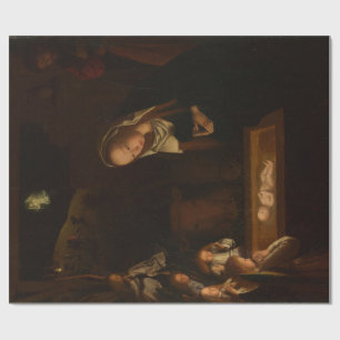 Papier Cadeau La Nativité à la Nuit (Naissance de Jésus, Noël)