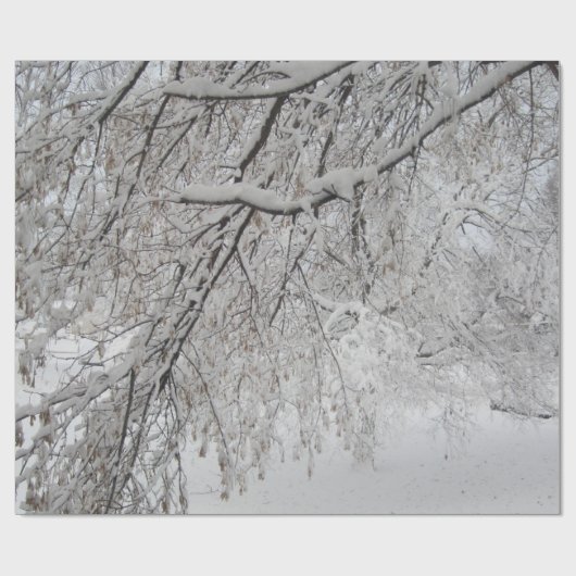 Papier Cadeau La neige a couvert le papier d'emballage d'arbre - (Plat)