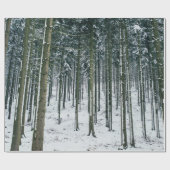 Papier Cadeau La neige de paysage de forêt d'hiver a couvert des (Plat)